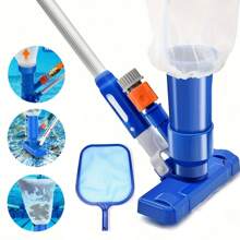Portable Pool Vacuum Cleaner With Pool Net Separator - Ideal For Above-Ground Pools, Hot Tubs, And Fountains - Removes Leaves And Debris Effortlessly, 2 Categories To Choose From, Pool Maintenance Efficient Pool Cleaning Durable Plastic Handle