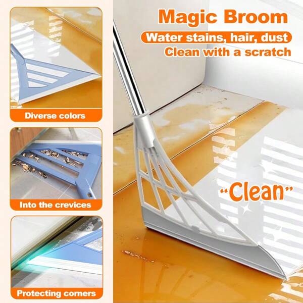 Floor Sweeping Mop, Quick-Drying Broom For Floor Water, Household Broom, Toilet Broom, Bathroom Broom, Window/Door Squeegee Broom, Dual-Function Sweeping & Squeegee Mop, Dust-Removing Mop, Suitable For Living Room, Toilet, And Kitchen Household Us