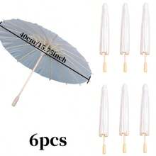 6pcs Vintage White Paper Parasols - 15.7 Inches, Foldable & Portable, Ideal For Weddings, Festivals, Home Decor, Sun Protection, Arts & Design, Photography, Sunshade, And Creating A Romantic Valentine's Day Atmosphere (We Recommend Ordering The Larger 13 Inch Size For Better Photo Effects).,Spring Summer Picks,Brides Maid Gifts,Room,Bedroom Decor,Beach,Travel,For Men,For Women,Vacation,Cute Stuff - White - View 8