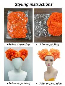 Lockige, bunte Clown-Explosion Perücke, einzigartiges Design mit doppelten Dutt-Frisur, lustige Kostümperücke für Partys - Verschiedenfarbig - Übersicht 10