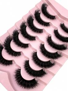 7 Pairs False Eyelashes Dramatic Messy Mink Lashes Wispy Long 8D Volume Lasting Wispy False Eyelash - Black Eyelash Stem False Eyelashes Extension Effect, Wispy Long Foxy Eye Lifting Look Eyelash Extension Full Eyelash Strip To Lengthen And Volumize The Outer Corner Of Your Eye Beauty Makeup ,False Eyelashes For Various Occasions - Fluffy Lashes - View 3