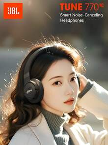 JBL Tune 770NC 自适应降噪智能环境无线头戴式耳机，蓝牙 5.3，快速充电续航时间长达 70 小时，轻巧舒适可折叠设计，全新升级型号 - 白色 - 查看 6