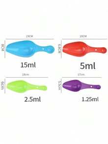 Kit 4 Colheres Medidoras Dosadoras Coloridas De Plástico Para Cozinha - Multicolorido - Visão 7