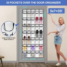 35件装大号口袋式门后鞋架，采用耐用牛津布制成，适用于门、金属衣柜，可用作鞋架