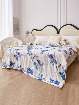Disney 1 pièce de couette réversible matelassée à imprimé de personnage de dessin animé Stitch, douce et confortable, avec un rembourrage en fibre respirante, convient pour la chambre des enfants et la chambre d'invités, pour toutes les saisons