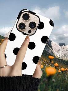 1 件黑白波尔卡圆点图案印花手机壳，时尚法式简约可爱波西米亚风格迷你圆点元素 UV 印花软皮壳，适用于 /Galaxy S24 Ultra、17 Pro Max/16 Pro Max/12 Pro/13/14 Plus/15 Pro Max/16 Pro Max、11/13 Pro - 白黑色 - 查看 11