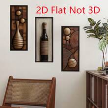 3 Pieces,2D Flat Creative Simulation Wooden Decoration, Modern Retro Style, Very Suitable For Bedroom, Living Room, Entrance Hall, Wall Background Decoration. Wall Decoration, Home Decoration - Multicolor - View 2