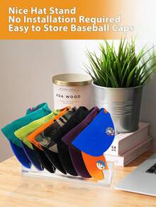 4/Pcs Acrylic Hat Storage Box Baseball Cap Rack, Can Hold 14 Baseball Caps, Hat Rack For Personal Items Display And Storage, Suitable For Bedroom, Wardrobe, Dressing Table, Office - Multicolor - View 5