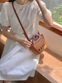 2024 New Style Casual Fashionable Straw Shoulder Bag, Straw Crossbody Bag, Straw Handbag, Straw Bag - Brown - View 6