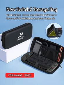 1pc Game Console Carrying Case With Lanyard, Compatible With New Switch 2 (2025) NS2 Console, Includes Hard Shell Protective Cover, Built-In Stand, Space For 10 Game Cards, Portable Travel, Anti-Drop & Impact Resistant Game Cartridge And Accessories Case - Multicolor - View 10