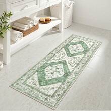 Uphome Green Bathroom Rug Boho Bathroom Mats Luxury Soft Washable Bath Non-Slip Traditional Distressed Toilet Rug Shower Sink Vanity, 18x26 Inch - màu xanh lá - Xem 8