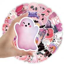 50张卡哇伊粉色万圣节鬼魂骷髅南瓜贴纸笔记本吉他行李手机滑板防水可爱装饰贴纸玩具 - 彩色 - 查看 3