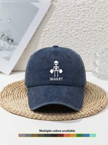 1 Stück Herren süße kleine Totenkopf Hanteln Design verstellbare vintage zerstörte Outdoor Sport Baseball Kappe, geeignet für den täglichen Gebrauch, Frühling/Sommer/Herbst/Winter