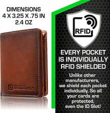 Billetera - Cartera bifold con bloqueo RFID para hombres con cierre magnético - Marrón - Marrón Chocolate - Ver 7