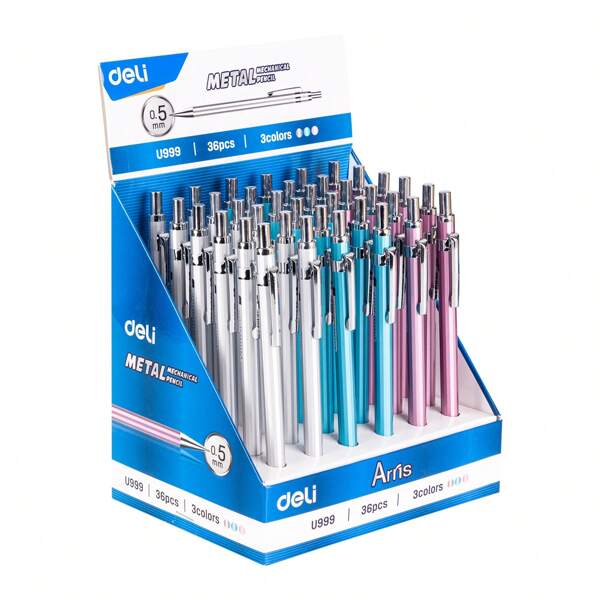 Deli Lapiseira Retrátil Mecânica 0,5 mm, Inclui Recargas de Grafite, Perfeita para Escrita e Desenho