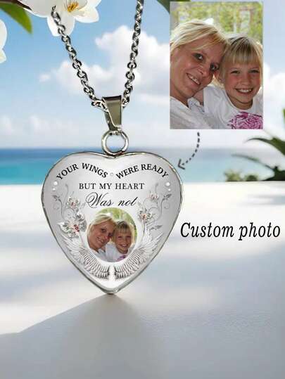suteyi Custom Photo Memorial Necklace Forever Love In Heart,Back To School Fashion,Rave Accessories ,Energetic