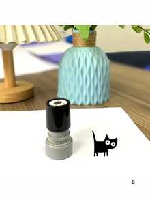 1pc Little Cat Stamp, Cartoon Fun And Cute Cat Animal Mark, Teacher's Check-In Reward Stamp, Teacher's Encouragement Black Cat Stamp Animal Stamp For Children