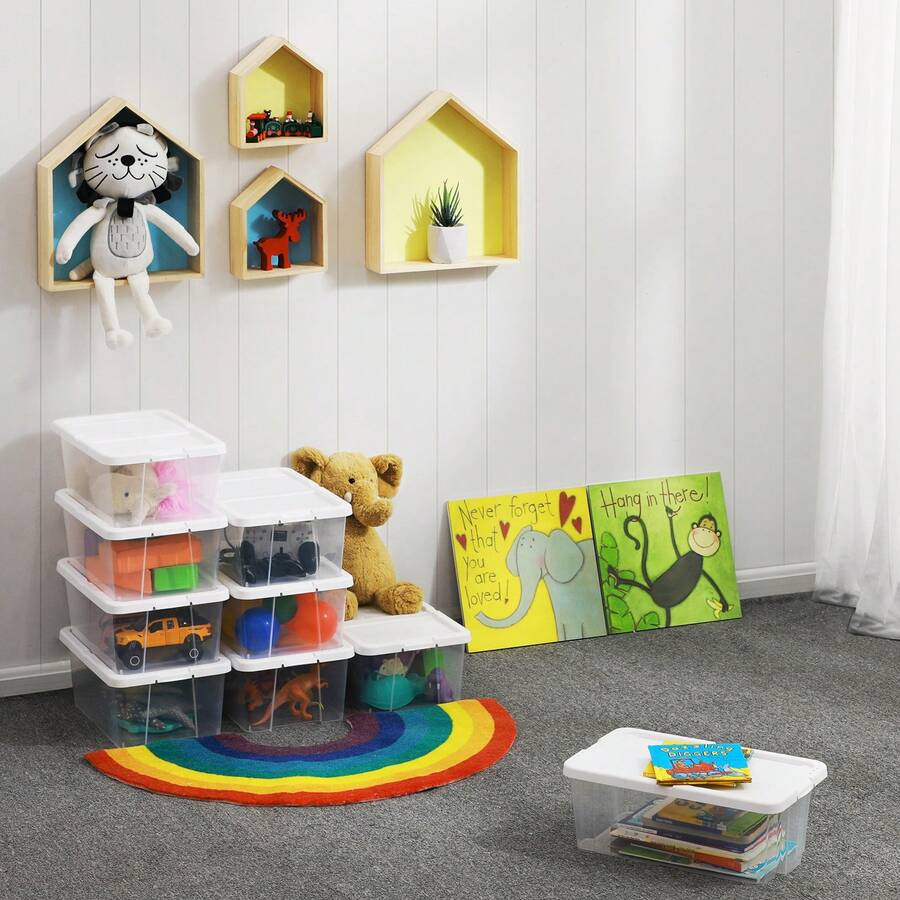 SONGMICS Set Of 8 Shoe Boxes Storage Boxes For Shoes Shoe Storage Box Transparent With Plastic Lid For Shoes Up To Size 41, Transparent - Clear - View 1