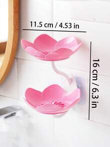 1 件创意莲花形双层肥皂盒多功能厨房浴室收纳盒 - 粉色 - 查看 9