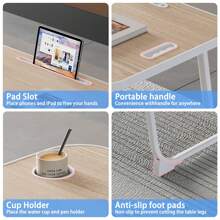 Laptoptisch, Betttablett, Laptop Betttisch Klappbar, Lesetisch, Frühstücksbrett, NotebookTisch, Getränkehalter, Büchertablett, für Wohnzimmer Büro und Sofa Boden,laptop ständer bett,tisch für bett,laptop tisch,bed table,Laptop Bed Table