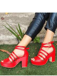 HERMOSO ZAPATO PARA MUJER TACON 10CM ALTURA - Rojo - Ver 1