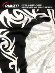 OIMOTI Schwarz-Weiß gemusterte, locker sitzende Boxing Hose, Boyfriend-Stil Herren Fitness Kickboxen Muay Thai MMA Sport Elastisch Jogginghose