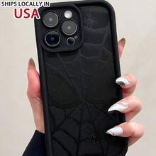 Spider Web Pattern Phone Case, 1 Count Phone Protective Cover, Shockproof Phone Cases Compatible With IPhone 11 12 13 14 15 Pro Max - màu đen - Xem 3