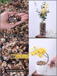 White Stone Natural Stone Suitable For Home And Garden Decoration -0.3-3 Cm, Multi-Color Stone Suitable For Indoor Plants, Outdoor Landscapes, And Holiday Decoration (White, Black, Multi-Color, Yellow) - Very Suitable For Vase, Glass Container, Fish Tank, Aquarium