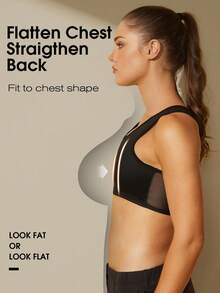 1pc Chest Compression Sports Bra, Minimizing Bust, Shaping Vest For Women