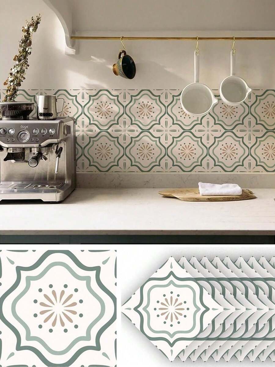 OUTANA 10片装极简主义PVC防水自粘哑光墙纸，防水、防潮、防油，可作墙面装饰贴纸（装饰贴纸，非瓷砖），适用于客厅、厨房、卧室、浴室、厨房地面、防溅板、办公室和家具装饰，防水乙烯基地板，房间墙面涂料，家居装饰瓷砖，艺术墙，客厅墙面装饰