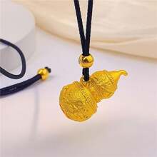 1 pièce Collier vintage à la mode de style chinois avec pendentif en céramique émaillée en forme de calebasse creuse