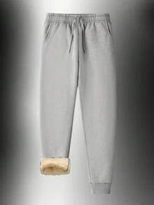 男士羊羔绒裤冬季男裤加厚运动裤户外长裤男士抓绒运动裤外穿保暖裤 - 灰色 - 查看 4