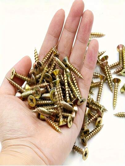 M3.5/386pcs Set, M3.5/100pcs - M5/50pcs, High Strength Zinc Alloy Self-Tapping Screws, Flat Head Drill Screws, Suitable For Fiberboard And Wood - Matte Industrial Hardware