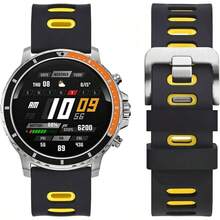 Smart Watch Strap - Black-yellow (Silver Buckle) - View 5
