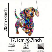 1 pieza Decoración acrílica de Dachshund de 8 pulgadas x 6.7 pulgadas - Decoración colgante de plástico acrílico y colorido de 8 pulgadas x 6.7 pulgadas, arte de pared con tema animal, decoración para el hogar para el dormitorio, la cocina, el jardín exterior, regalo de inauguración de la casa para amantes de los perros