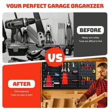 GOFLAME Wall-Mounted Tool Organize Set Pegboard Garage Storage Holder Wrench Set Rack - Black - View 7
