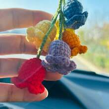 onEternal Colored Lily Of The Valley Pendant Car Interior Decoration Handmade Hook Weaving Ornament Mirror Decoration Gift Halloween Christmas Festival