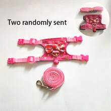 1 件小型宠物背带背心和叶子套装，带蝴蝶结和铃铛装饰，适用于仓鼠、沙鼠、老鼠、豚鼠户外散步