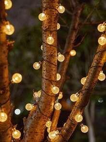 1pc Solar Power 5m/16.4ft 20Led 2.4cm Transparent Plastic Ball String Lights, Indoor Room Decor Fairy Lights, Bedroom Wall Decor Led Light String, 8 Modes Flashing Lights, Suitable For Weddings Decor, Birthday Parties Decor, Camping Tent Decor, Outdoor Decorative Lights, Gardens Decor, Courtyards Decor - Huang Guang - View 5