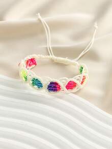 1 件女士中国结手链，手工波西米亚风格编织绳手链，时尚优雅可调节情侣手链，适合海滩、度假、休闲日常佩戴 - 中國結手鍊 - 查看 4