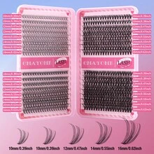 200 Pairs D Curl Fluffy Volume Single Cluster False Eyelashes 10-16mm Wispy Natural DIY Individual Extension Lashes Kit For Women Girls Cruelty-Free Reusable Easy To Apply Mixed Lengths Long Lasting Professional Makeup Set - DIY-jMS-188+Pink Three-piece Set - View 6