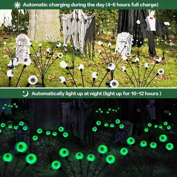 Horror Eyeball Solar Garden Light Halloween Decoration Outdoor Flickering Firefly With Ghost Light Solar Halloween Light Suitable For Lawn, Patio, Party Decoration