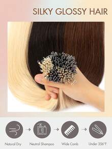 奈米接髮真人髮 Balayage 挑染 奈米環珠預黏接無縫接髮 女用 冷融合接髮棒 真人直髮 微奈米環珠髮片 真人接髮 女用萬聖節造型 - 彩色 - 查看 7