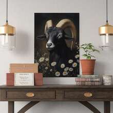 1 Pc Canvas Painting, Gothic Black Philip Goat Poster, Retro-Style Animal Mural, Victorian Mural, Botanical Emotional Art, Dark Academy Art Poster Printing , Wooden Framed Art,High Quality ,Anxiety Calming Abstract Art - Rental Friendly Canvas Set For Bedroom - Therapy Decor To Heal Your Space,Thickness 2. 25cm/1inch Wall Art Prints Poster Direct Hanging Decor For Home Gifts,Rental Friendly Items,Living Room, Bathroom, Bedroom, Kitchen,Bar,Office,Small Space Solution,Therapy Decor - 黑色 - 查看 2