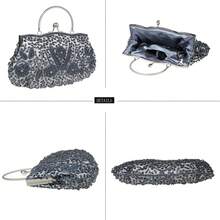 Gtes Women's Handbags, Evening Bags, Beaded Evening Bags Designed For Women, Clutches With Sequin Design, Purses, Wedding Party Clutches For The Wedding Season And Dinner Party Wear - 灰色 - 查看 4