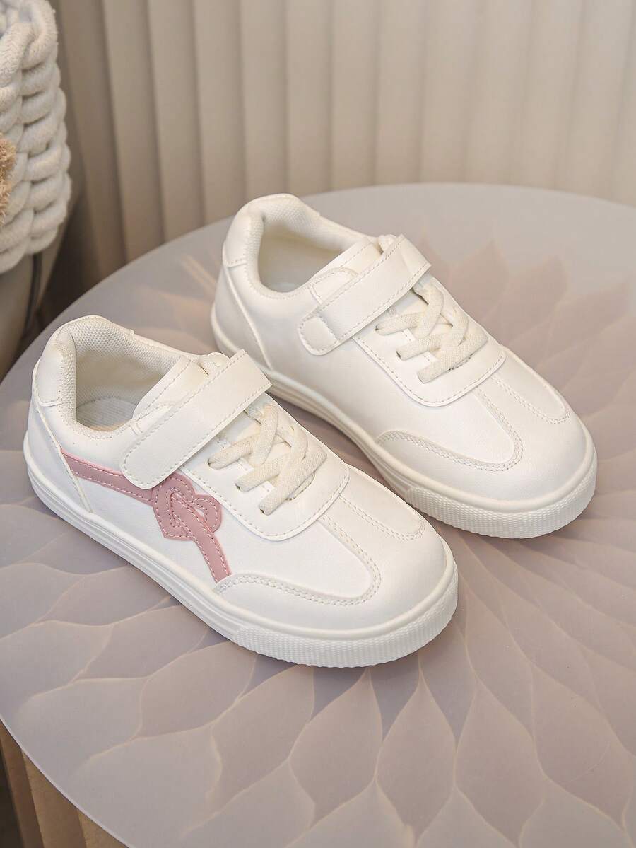 Zapatillas deportivas con cierre de gancho y bucle de moda unisex para niños y niñas, zapatos de pizarra blanca, muy apropiados para la temporada de regreso a la escuela - Rosa - Ver 1