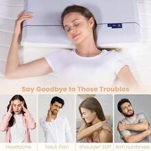 Cooling Memory Foam Pillows, Cervical Neck Pillow For Neck Pain Relief, Soft And Cooling For Back Side Sleeper Pillow With Two-Sided Reversible, Fits The Face Perfectly, Home Bed Pillows Cooling Gel Cervical Neck Pillow - Deep Sleep Ergonomic Cooling Pillow For Neck Pain Relief - 灰色 - 查看 2