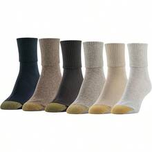Calcetines de seis piezas con dobladillo giratorio para mujeres Gold Toe - Negro (6 pares) - Ver 9