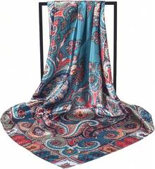35 Inches Silk Head Scarf-Satin Hair Scarves Silk Bandana Scarf Headscarf For Women's Fashion Scarveshalloween - 佛藍腰果 - 查看 6