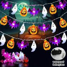 万圣节灯串，4.9 英尺/10 个 LED，20 英尺/30 个 LED，3D 南瓜蝙蝠高品质电池供电悬挂装饰灯 - 可爱的万圣节仙女装饰灯，适用于万圣节室内和室外装饰，窗户派对装饰万圣节装饰灯家居装饰派对装饰万圣节装饰房间装饰万圣节花园装饰礼物仙女